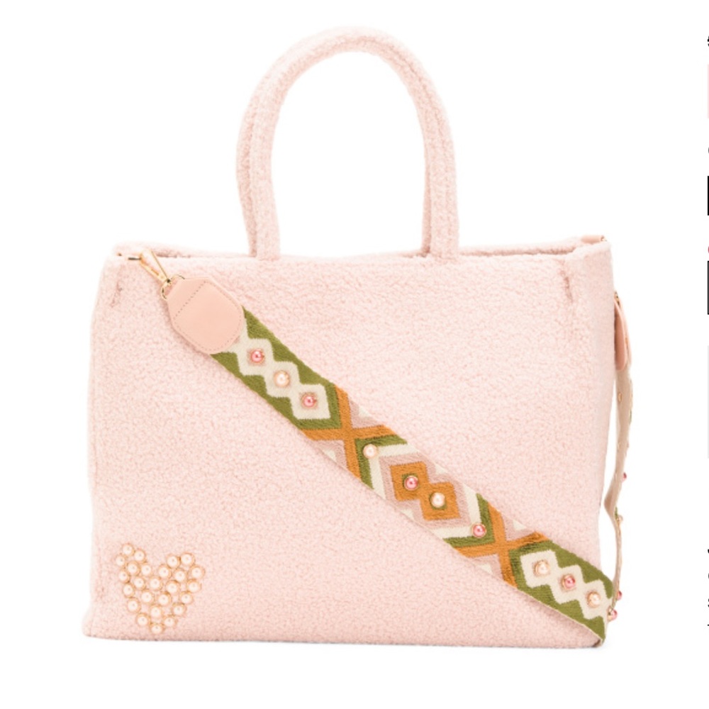 BTB Los Angeles Heart Teddy Tote Pink New